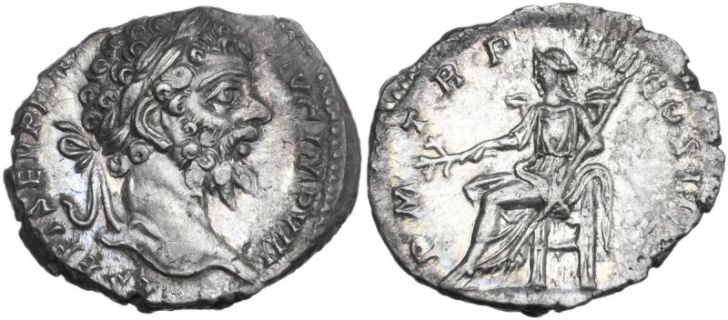 Septimius Severus (193-211). AR Denarius, 196-197. Obv. L SEPT SEV PERT AVG IMP ...
