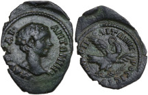 Caracalla (198-217). AE 21 mm. Nicopolis ad Istrum mint (Moesia Inferior). Obv. Bare head right. Rev. Eagle standing right, head left, with wreath in ...