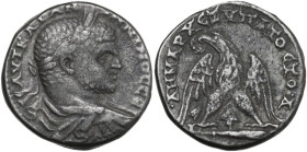 Caracalla (198-217). BI Tetradrachm. Tyre mint, Phoenicia, c. 213-215 AD. Obv. Laureate, draped and cuirased bust right. Rev. Eagle standing facing on...