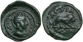 Tranquillina, wife of Gordian III (died 241 AD). AE 19 mm. Anchialos (Thrace). Obv. CAB TPANKVΛΛINA CE. Diademed and draped bust right. Rev. ΑΓΧΙΑ / Λ...