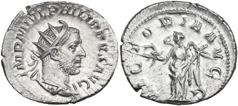 Philip I (244-249). AR Antoninianus. Obv. IMP M IVL PHILIPPVS AVG. Radiate, drap...