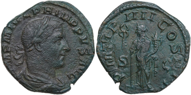 Philip I (244-249). AE Sestertius, 247 AD. Obv. IMP M IVL PHILIPPVS AVG. Laureat...