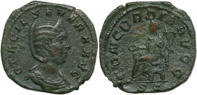 Otacilia Severa, wife of Philip I (244-249). AE Sestertius. Struck under Philip I. Obv. MARCIA OTACIL SEVERA AVG. Diademed and draped bust right. Rev....