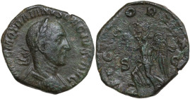 Trajan Decius (249-251). AE Sestertius, Rome mint. Obv. IMP C M Q TRAIANVS DECIVS AVG. Laureate and cuirassed bust right. Rev. VICTORIA AVG SC. Victor...