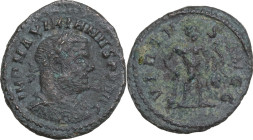 Maximian (286-310 AD). AE Fraction. Rome mint(?). Obv. IMP MAXIMIANVS PF AVG. Laureate, draped and cuirassed bust right. Rev. VIRTVS AVG. Hercules sta...