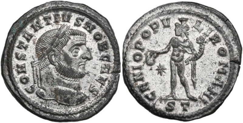 Constantius I Chlorus as Caesar (293-305). AE Follis, Ticinum mint, 298-299 AD. ...