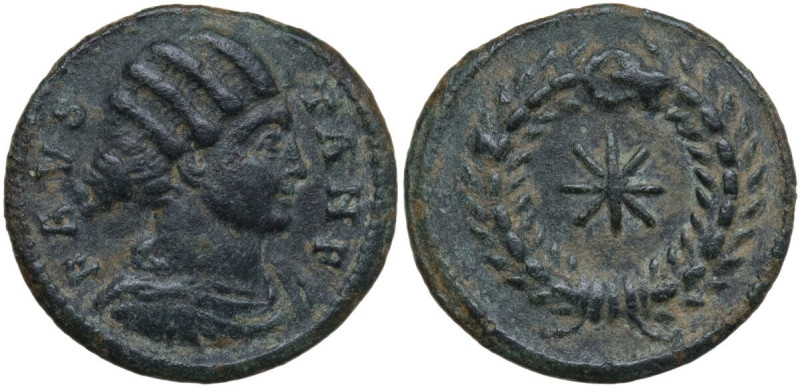 Fausta, wife of Constantine I (324-326). AE Follis. Thessalonica mint, 318-319 A...