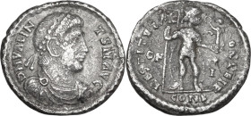 Valens (364-378). AR Siliqua, Arelate mint, 364-367 AD. Obv. DN VALIN - T S (sic) PF AVG, Pearl-diademed, draped, and cuirassed bust of Valens right, ...