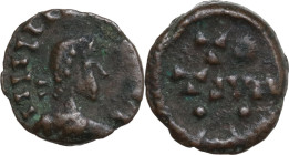 Vandals. Pseudo-Imperial coinage. AE Nummus, North Africa, c. 440-490 AD. Obv. Pseudo legend. Diademed, draped and cuirassed bust right. Rev. Blundere...