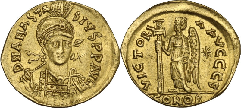 Anastasius I (491-518). AV Solidus. Constantinople mint, 6th officina. Struck 49...