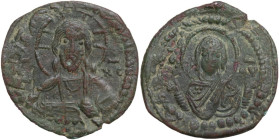 Anonymous. Time of Romanus IV ( 1068-1071 AD). AE Follis, Constantinople mint. Obv. IC-XC. Facing bust of Christ Pantokrator, holding book of Gospel; ...