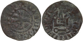 Frankish Greece. BI Denier to be classified. D/ Patent cross. R/ Castle. BI. 0.68 g. 18.50 mm. The alloy suggests this coin as a counterfait. VF.