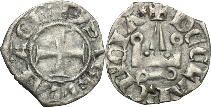 Frankish Greece, Glarentza. Isabel of Villehardouin (1297-1301). BI Denier Tourn...