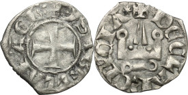 Frankish Greece, Glarentza. Isabel of Villehardouin (1297-1301). BI Denier Tournois . D/ Patent cross. R/ Castle. Malloy 16; Schl. pl. XII, 19. BI. 0....