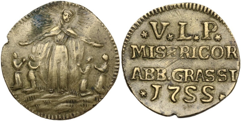 Abbiategrasso. Tessera di Misericordia 1755. OT. 5.50 g. 24.00 mm. Bel BB.