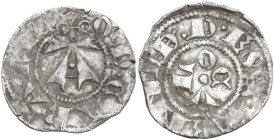 Ascoli. Conte I da Carrara (1414-1420). Bolognino. CNI 1/15; Mazza al tipo 39/40. AG. 0.97 g. 17.00 mm. R. Parte del tondello rotta e reincollata. BB+...