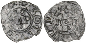Bologna. Gregorio XI (1370-1378), Pierre Roger de Beaufort. Denaro o picciolo. CNI 2 var; M. 18; Berm. 210; Chim. 61/62. MI. 0.31 g. 14.00 mm. RR. Var...