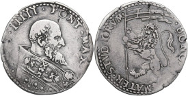 Bologna. Pio V (1566-1572), Antonio Michele Ghislieri. Bianco. CNI 10; M. 49; Berm. 1116; Chim. 362. AG. 4.70 g. 31.00 mm. Bel ritratto espressivo. Pa...