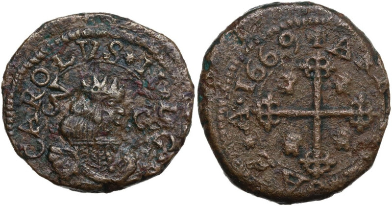 Cagliari. Carlo II di Spagna (1665-1700). 3 cagliaresi 1669. CNI 14/17; MIR (Pie...