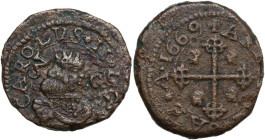 Cagliari. Carlo II di Spagna (1665-1700). 3 cagliaresi 1669. CNI 14/17; MIR (Piem. Sard. Lig. Cors.) 91/2; Sollai 19/24. CU. 12.52 g. 26.00 mm. BB+.