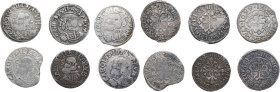 Cagliari. Carlo II di Spagna (1665-1700). Lotto di sei (6) monete da un reale (1689, 1690, 1692, 1694, 1699, 1700). AG.