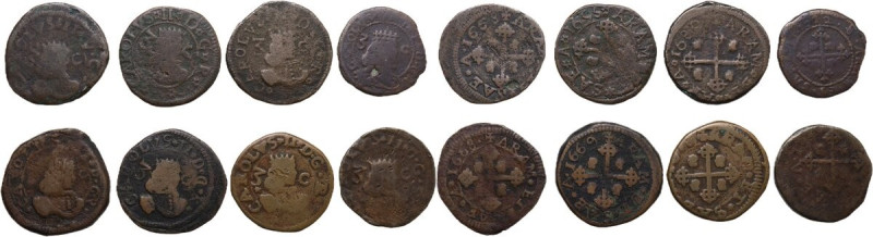 Cagliari. Carlo III di Spagna (1708-1718). Lotto di otto (8) monete da 3 cagliar...
