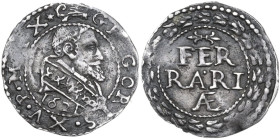 Ferrara. Gregorio XV (1621-1623), Alessandro Ludovisi. Mezzo Grosso 1621. CNI 17; M. 46; Berm. 1663. AR. 0.70 g. 17.50 mm. R. Bel BB.