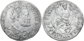 Firenze. Cosimo I de' Medici (1537-1574). Testone 1573. CNI 309/313; Gal. LXIV, 18/21; MIR (Firenze) 168/4. AG. 9.28 g. 30.00 mm. R. BB.