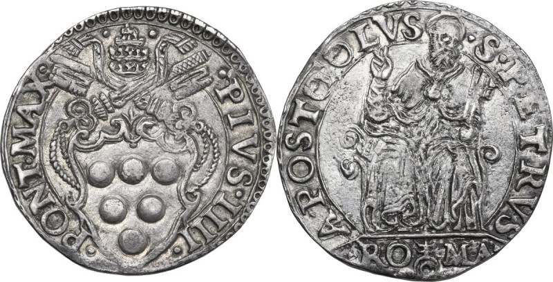 Roma. Pio IV (1559-1565), Gian Angelo de' Medici. Testone. CNI 8; M. 1; Berm. 10...