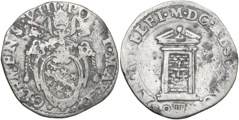 Roma. Clemente VIII (1592-1605), Ippolito Aldobrandini. Testone A. X. CNI 128/13...