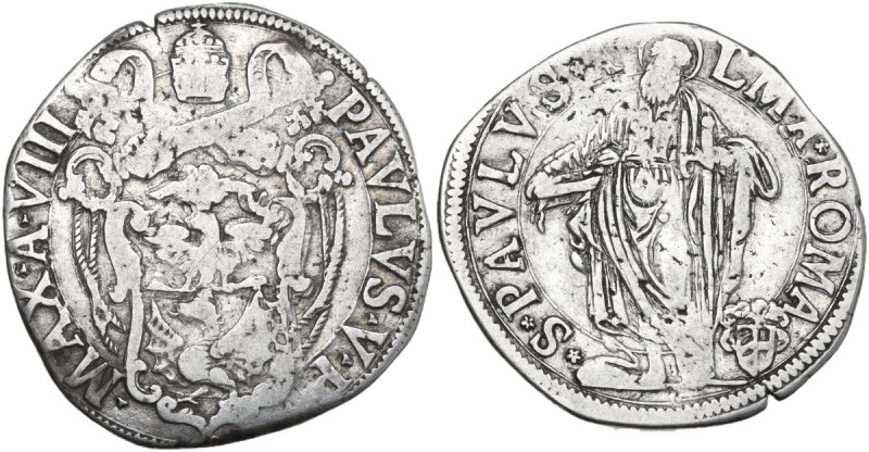 Roma. Paolo V (1605-1621) Camillo Borghese. Testone A. VIII. CNI 424; M. 49; Ber...