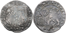 Venezia. Pietro Grimani (1741-1752). Ducato, sigle A B, Alvise Barbaro massaro. CNI 37/39; Paol. 19. AG. 22.41 g. 40.00 mm. Salto di conio al rovescio...