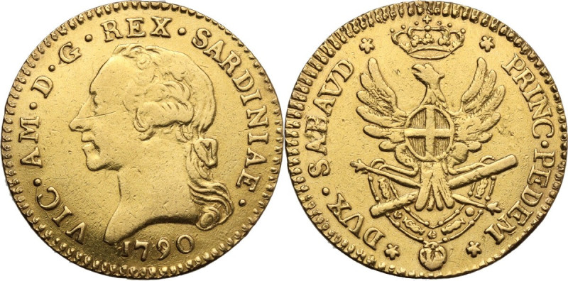 Vittorio Amedeo III (1773-1796). Doppia 1790. MIR (Savoia) 982e; Biaggi 843e; Si...