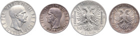 Albania. Vittorio Emanuele III (1900-1943). Lotto di due (2) monete: 10 lek 1939 A. XVII, 5 lek 1939 A. XVII. Pag. 991,992; MIR (Savoia) 1183a,1184a. ...
