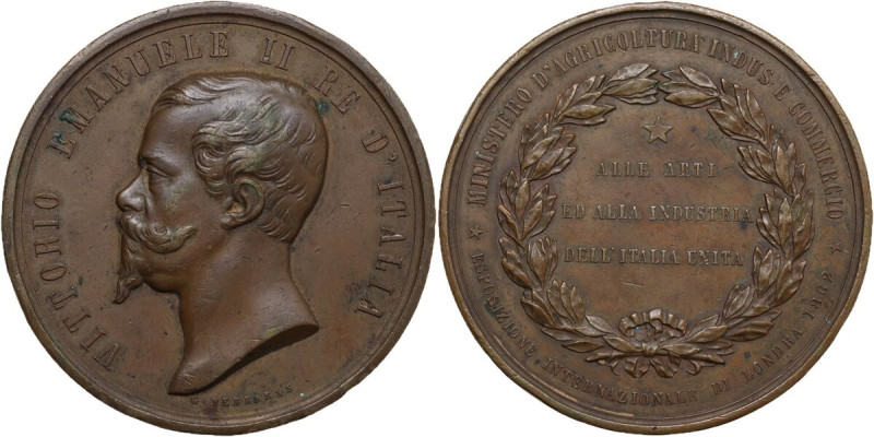 Vittorio Emanuele II (1849-1861). Medaglia Ministero d'Agricoltura Industria e C...