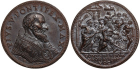 Pio V (1566 - 1572), Antonio Michele Ghislieri. Medaglia 1570. D/ PIVS V PONTIFEX MAX. Busto a destra a capo scoperto con piviale; sotto, F P. R/ DOMV...