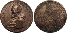 Pio V (1566-1572), Antonio Michele Ghislieri. Medaglia 1571 A. VI. D/ PIVS V PONT OPT MAX ANNO VI. Busto a sinistra con berrettino e mozzetta; sotto, ...