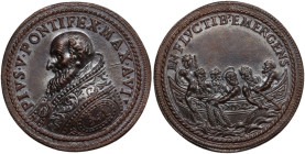Pio V (1566 - 1572), Antonio Michele Ghislieri. Medaglia s.d. D/ PIVS V PONTIFEX MAX A. VI. Busto a sinistra a testa nuda, con piviale. R/ IN FLVCTIB ...