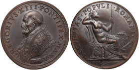 Gregorio XIII (1572-1585), Ugo Boncompagni. Medaglia 1583. D/ GREGORIVS XIII PONTIFEX MAX A. 1583. Busto a destra a capo nudo con piviale; sotto il bu...