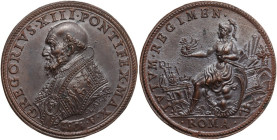 Gregorio XIII (1572-1585), Ugo Boncompagni. Medaglia 1583. D/ GREGORIVS XIII PONTIFEX MAX A 1583. Busto a sinistra a capo nudo con piviale; sotto, LAV...