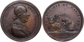 Pio VI (1775-1799), Giovanni Angelo Braschi. Medaglia A. XIII per la lavanda del Giovedì Santo. D/ PIVS SEXTVS PONT MAX A XIII. Busto a destra con ber...