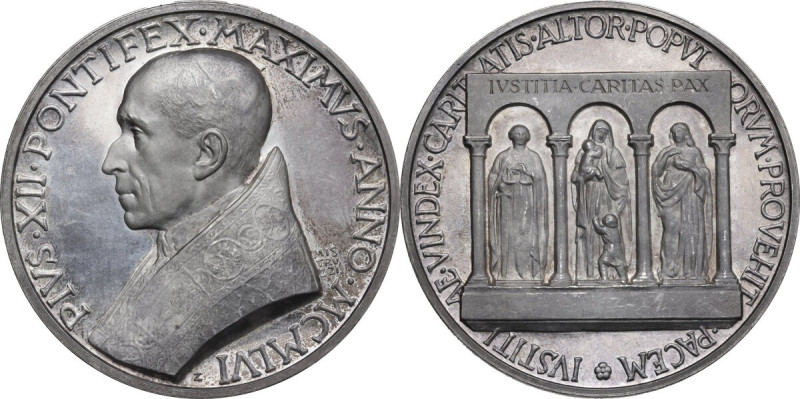 Pio XII (1938-1959), Eugenio Pacelli. Medaglia straordinaria 1956 per l'ottantes...