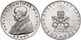 Paolo VI (1963-1678), Giovanni Battista Montini. Medaglia annuale, A. I. D/ Busto a sinistra con berrettino, mozzetta e stola. R/ Stemma del Pontefice...
