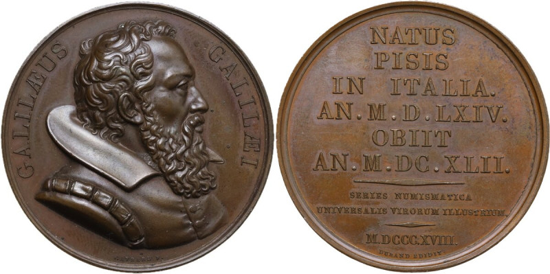 Galileo Galilei (1564-1642). Medaglia celebrativa 1818. AE. 41.00 mm. Opus: Gaya...