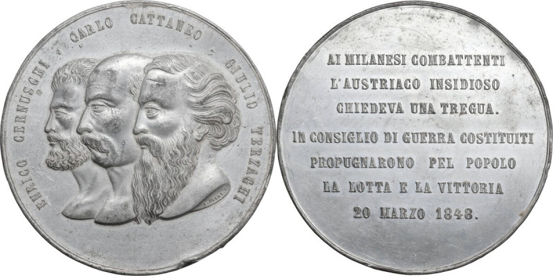 Medaglia 1848 per le cinque giornate di milano a ricordo di Enrico Cernuschi, Ca...