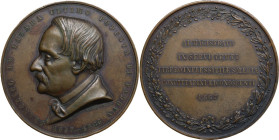 Francesco de Lazara (1805-1866), nobile e politico italiano. Medaglia 1867 a ricordo dell'ultimo Podestà di Padova. AE. 113.00 g. 62.00 mm. Colpetti a...