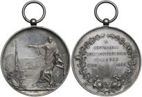 Medaglia 1898 per il I centenario dell'Indipendenza. AG. 23.02 g. 41.50 mm. Opus: P. Levi Mod. - Johnson Milano. Con anello di sospensione originale. ...
