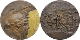 Medaglia 1911 per il cinquantesimo anniversario della proclamazione del regno d'Italia. D/ MDCCCCXI. Testa elmata dell'Italia a destra. R/ DALL'ALTARE...