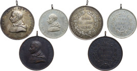 Lotto di tre (3) medaglie di vari diametri e metalli di ambito milanese di cui due in argento e una in bronzo. AG, AE. Di buona conservazione. Due med...