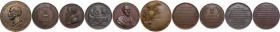 Insieme di cinque (5) medaglie di differenti ambiti e personaggi tra cui Vittorio Emanuele III esposizione del risveglio industriale e commerciale, Fr...